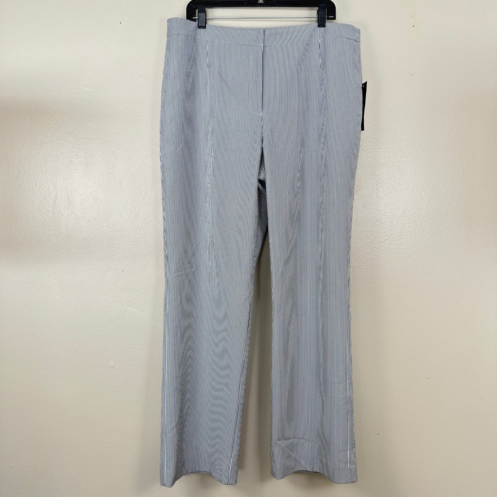 Le Suit Women's 16 Dress Pants Black White Pinstripe Straight Leg Lined New